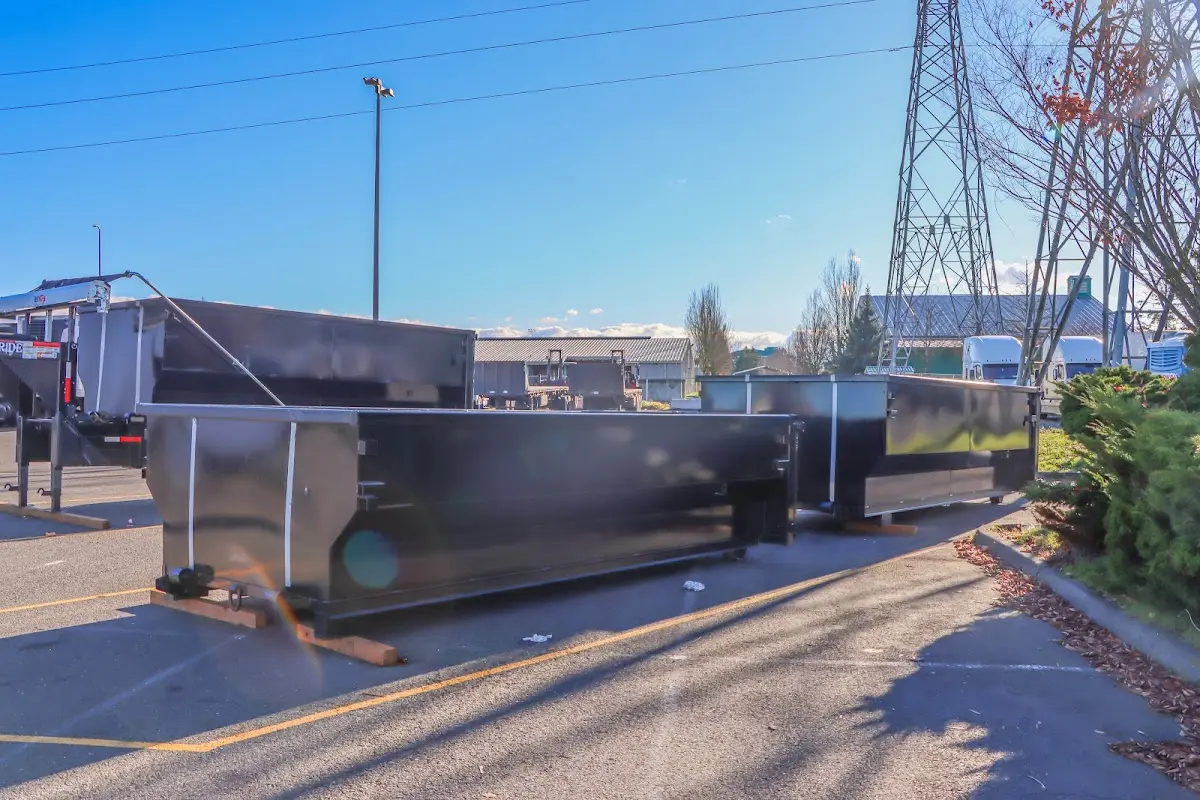 Roll-off dumpster ready for waste disposal at job site for 15 Yard Dumpster Rental in Seneca